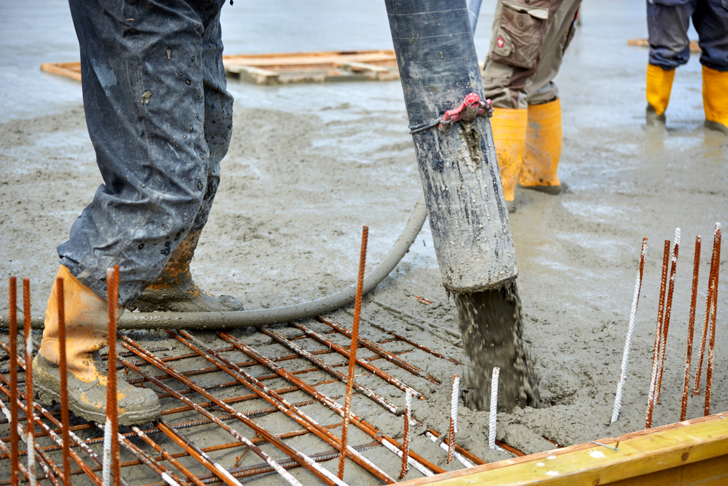 construction site pouring concrete