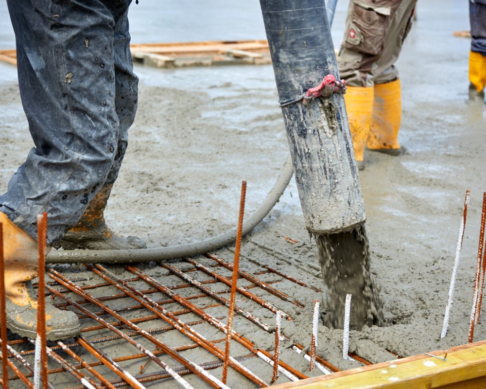 construction site pouring concrete